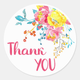 Pegatina Redonda Sticker Sheet - Elegant Floral Thank You