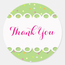 Pegatina Redonda Sticker - Thank You - Fondo Verde