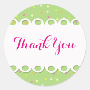 Pegatina Redonda Sticker - Thank You - Fondo Verde