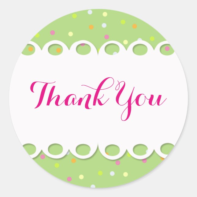 Pegatina Redonda Sticker - Thank You - Fondo Verde (Anverso)