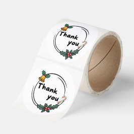 Pegatina Redonda Sticker Thank You Xmas Theme