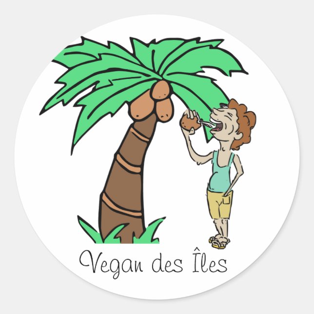 Pegatina Redonda Sticker Vegan de las islas (Anverso)