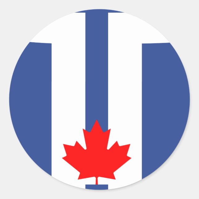 Pegatina Redonda Sticker with Flag of Toronto, Canada (Anverso)
