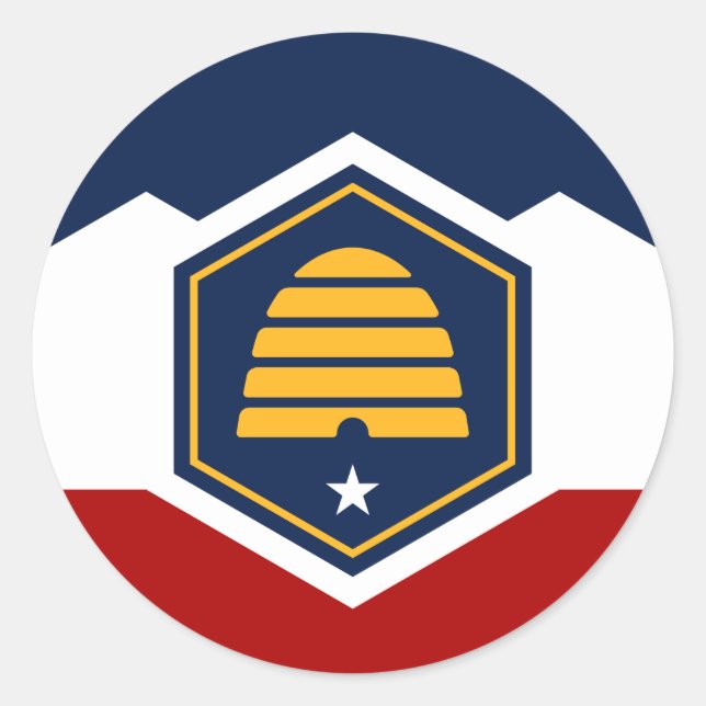 Pegatina Redonda Sticker with Flag of Utah, USA (Anverso)