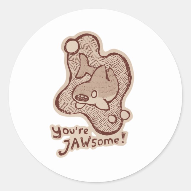 Pegatina Redonda Sticker you’re jawsome Shark  (Anverso)