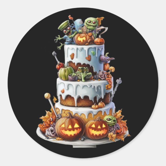 Pegatina Redonda Stickers. A Halloween cake. A feast with taste (Anverso)