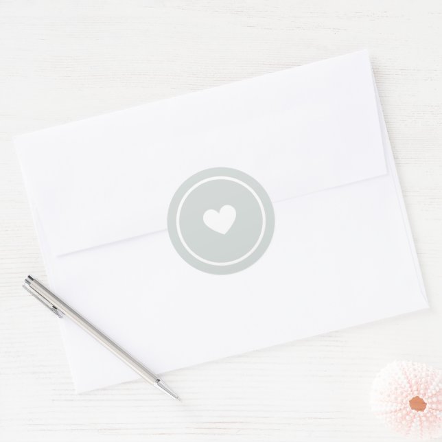 Pegatina Redonda Stickers - Circle With A White Heart. (Sobre)