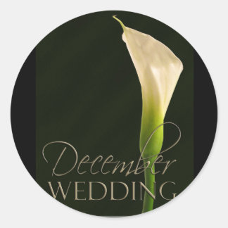 Pegatina Redonda stickers de boda de calla lily en diciembre