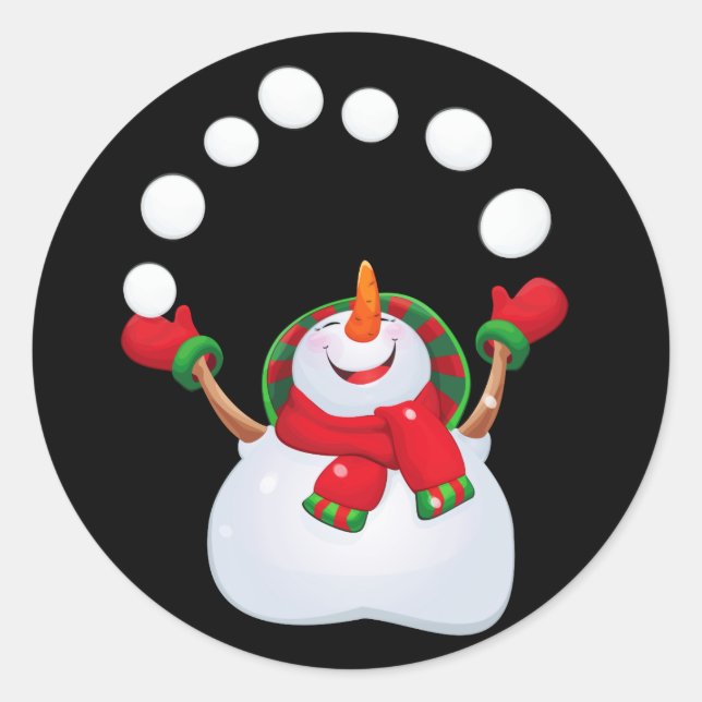 Pegatina Redonda Stickers de Navidad-Snowman (Anverso)