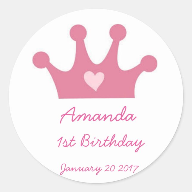 Pegatina Redonda stickers para actividad de princesa (Anverso)