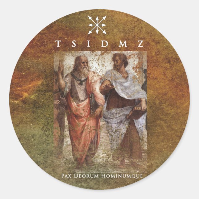 Pegatina Redonda Stickers "Pax Deorum Hominumque" (Anverso)