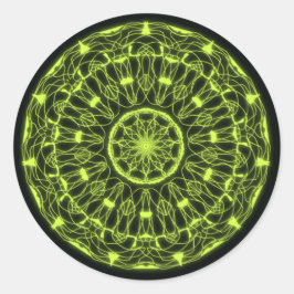 Pegatina Redonda Stickers psicodélico negro y verde