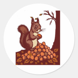 Pegatina Redonda 🐿️ Stickers Ronds Écureuil d'Automne Autocollants