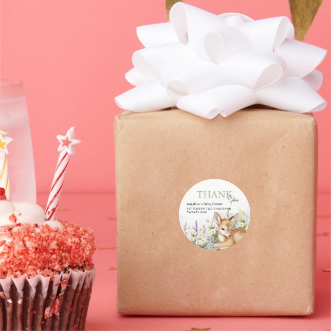 Pegatina Redonda  Stickers thank you for baby shower. (Fiesta)