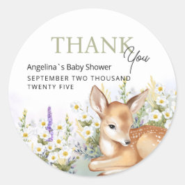 Pegatina Redonda  Stickers thank you for baby shower.