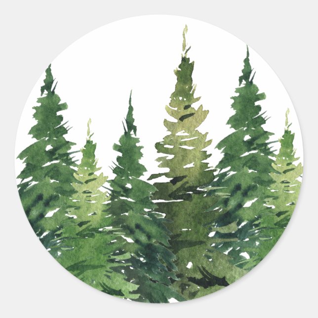 Pegatina Redonda Stickers - Watercolor Forest (Anverso)