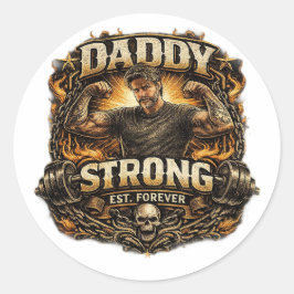 Pegatina Redonda StickerStrong Dad Funny Fitness Father Sticker Vin