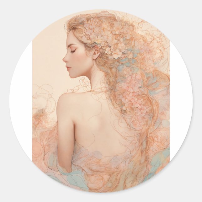 Pegatina Redonda StickerWhimsy en flor" (Anverso)