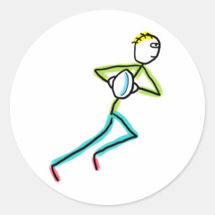 Pegatina Redonda Stickman de Rugby