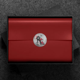 Pegatina Redonda Stiletto Araña Vampy | Rojo Alto Talón Grunge