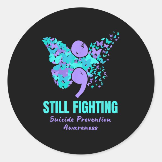 Pegatina Redonda Still Fighting Suicide Prevention Awareness Butter (Anverso)