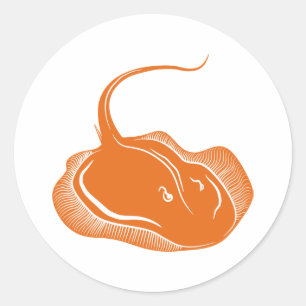 Pegatina Redonda Stingray Fish