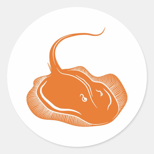 Pegatina Redonda Stingray Fish (Anverso)