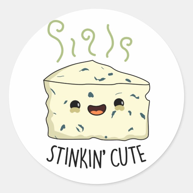 Pegatina Redonda Stinkin Cute Funny Cheese Pun (Anverso)