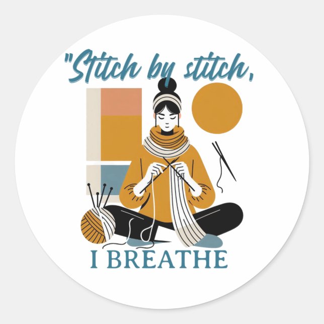 Pegatina Redonda Stitch by Stitch I Breathe – Frase emocional para  (Anverso)