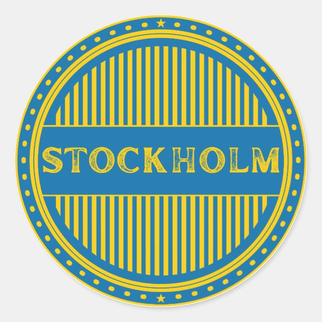 Pegatina Redonda Stockholm City Pride Emblem – Swedish Identity (Anverso)