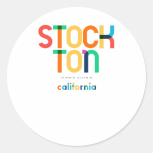 Pegatina Redonda Stockton California de mediados de siglo, Arte Pop