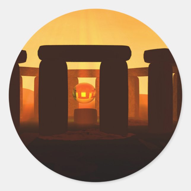 Pegatina Redonda Stonehenge (Anverso)
