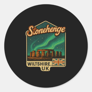 Pegatina Redonda Stonehenge Wiltshire Reino Unido Aurora Borealis R