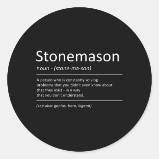Pegatina Redonda Stonemason Definition Humor Stone Mason