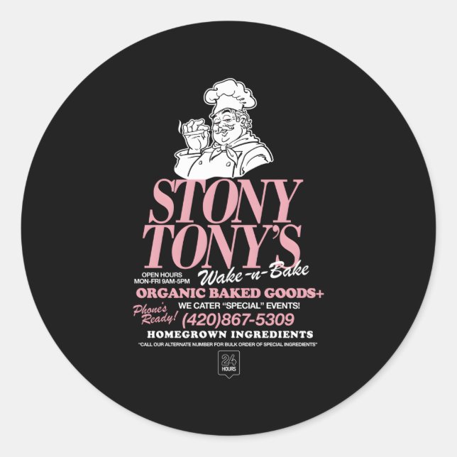 Pegatina Redonda Stoney Tony (Anverso)