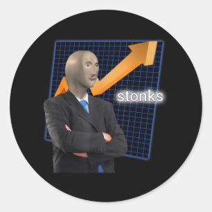 Pegatina Redonda Stonks Surreal Memes divertidos