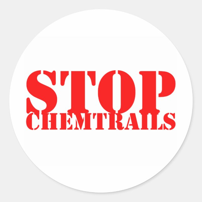 Pegatina Redonda Stop Chemtrails - Adesivo Redondo (Anverso)
