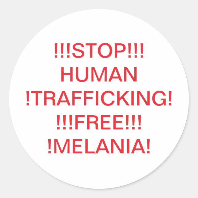 Pegatina Redonda STOP HUMAN TRAFFICKING Hankamer Artjunkhaus COMIC (Anverso)