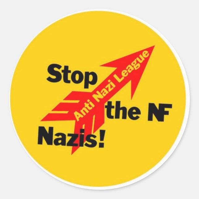 Pegatina Redonda Stop the National Front Nazis! (Anverso)