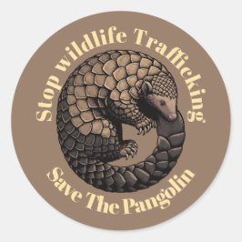 Pegatina Redonda Stop wildlife trafficking - Save the pangolin 