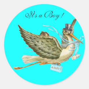 PEGATINA REDONDA STORK BABY SHOWER