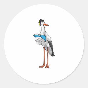 Pegatina Redonda Stork como profesor con libro
