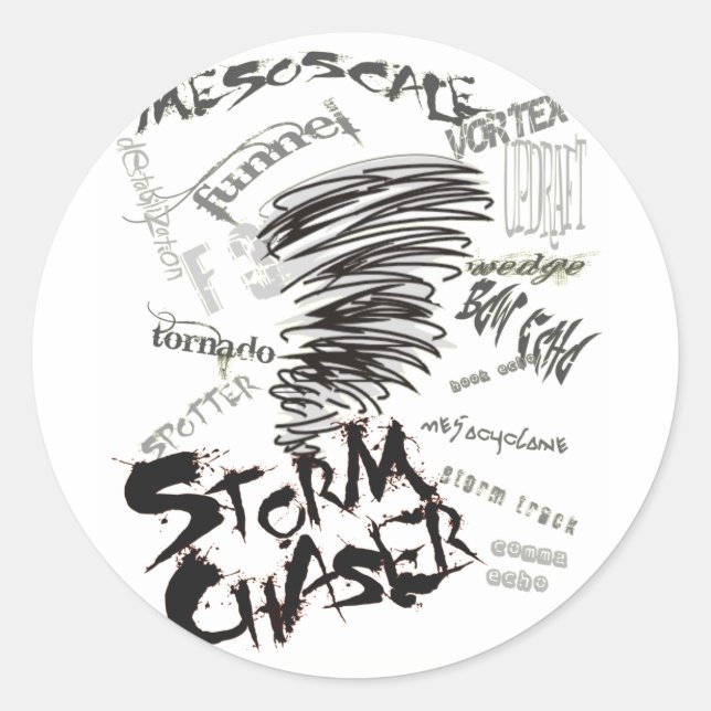 Pegatina Redonda Storm Chaser (Anverso)