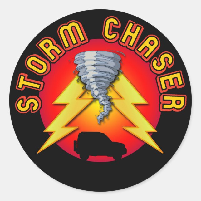 Pegatina Redonda Storm Chaser (Anverso)