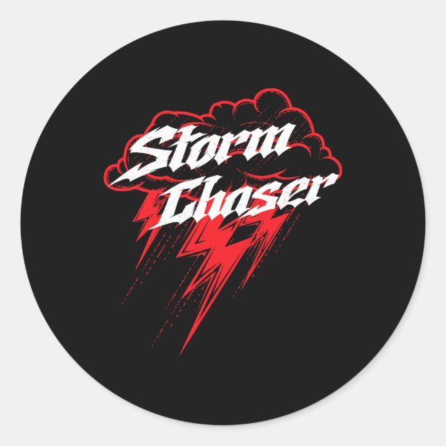 Pegatina Redonda Storm Chaser Thunderstorm Meteorólogo Weatherman (Anverso)