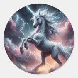 Pegatina Redonda Stormy Fury Legendary Unicorn