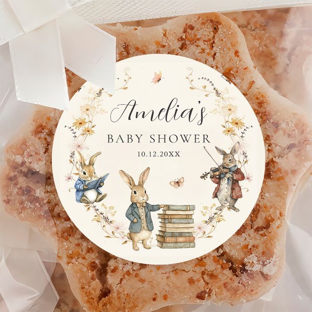 Pegatina Redonda Storybook New Chapter Begin Baby Shower Sticker (Subido por el creador)