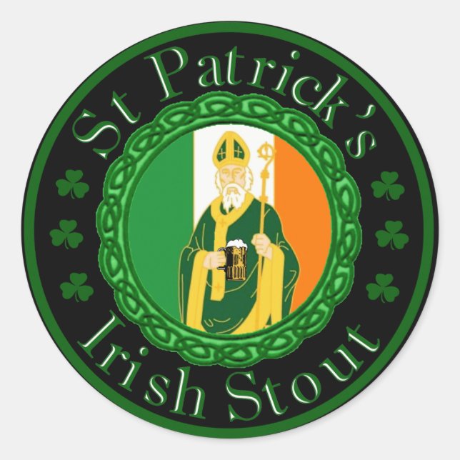 Pegatina Redonda Stout de St. Patrick (Anverso)
