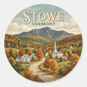 Pegatina Redonda Stowe Vermont