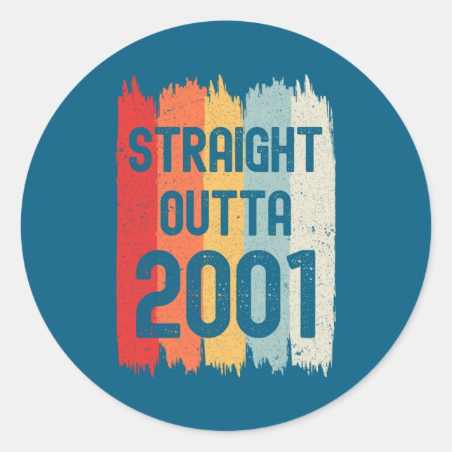 Pegatina Redonda Straight Outta 2001 Funny Retro Birthday Awesome S (Anverso)
